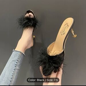 Women Toe Feather Stiletto heel Sandals